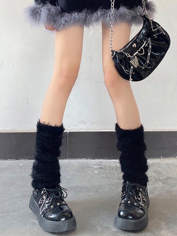 Warme Fuzzy-Strick-Beinwärmer