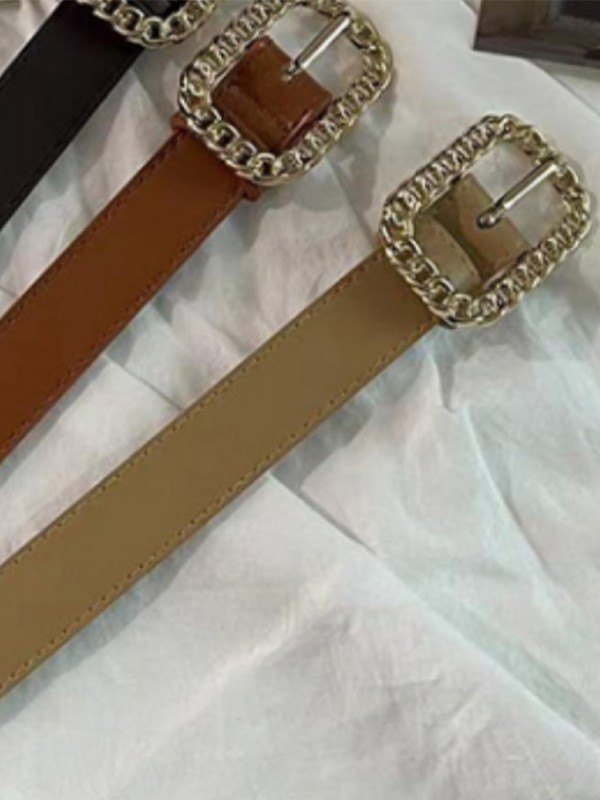 Vintage Kette Schnalle Pu-Leder-Gürtel