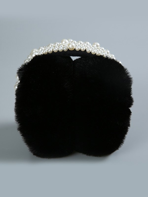 Fuzzy-Ohrenschützer mit Kunstperlenverzierung