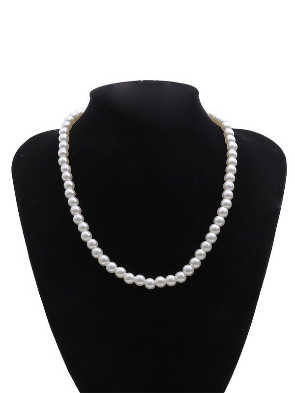 Vintage weiße Kunstperlenkette
