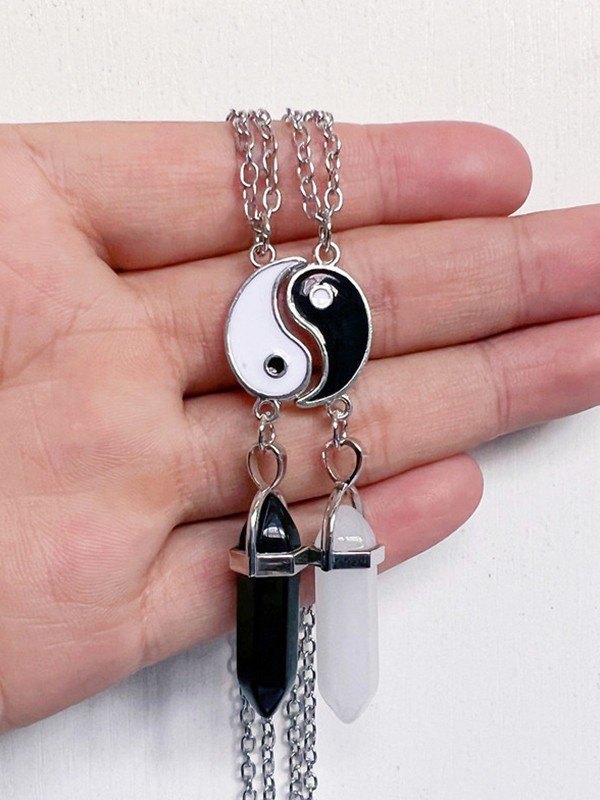 2 Stück Tai Chi Stein Anhänger Halskette