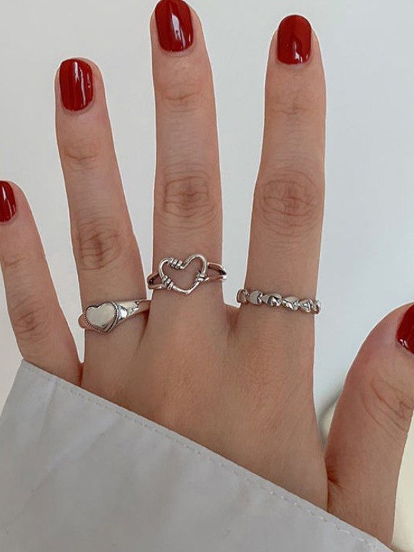 3 Stück Manschettenring mit Herzmuster