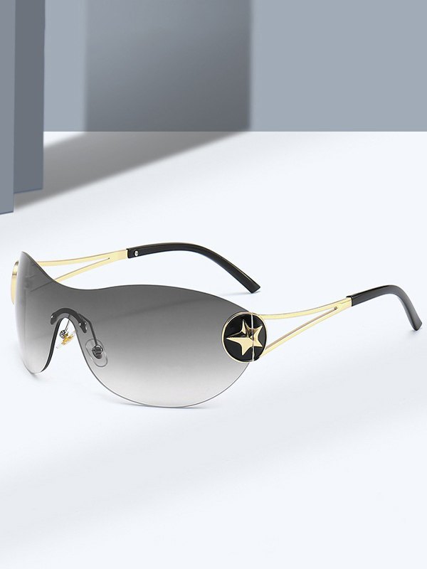 Star Embellish Randlose Y2K-Sonnenbrille