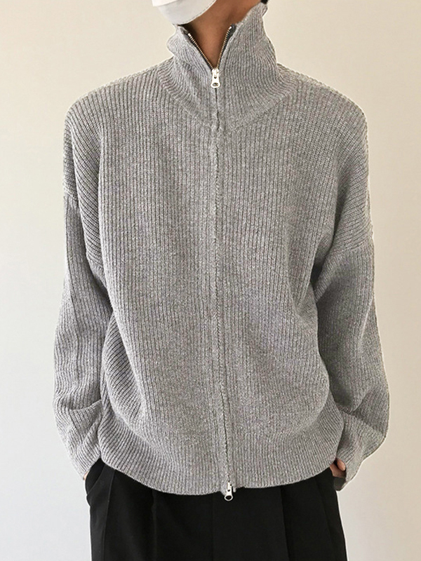 Einfarbiger Herren-Cardigan mit Reißverschluss