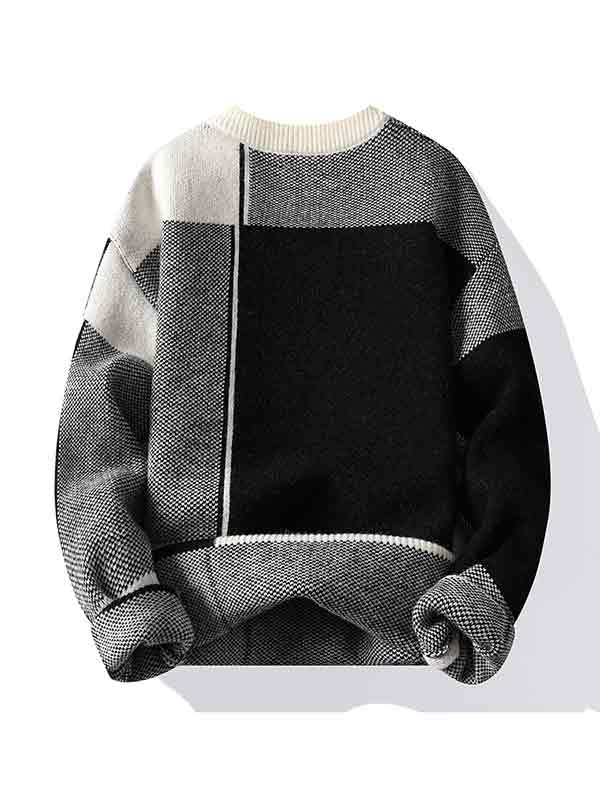 Herrenpullover mit Karomuster in Kontrastfarbe