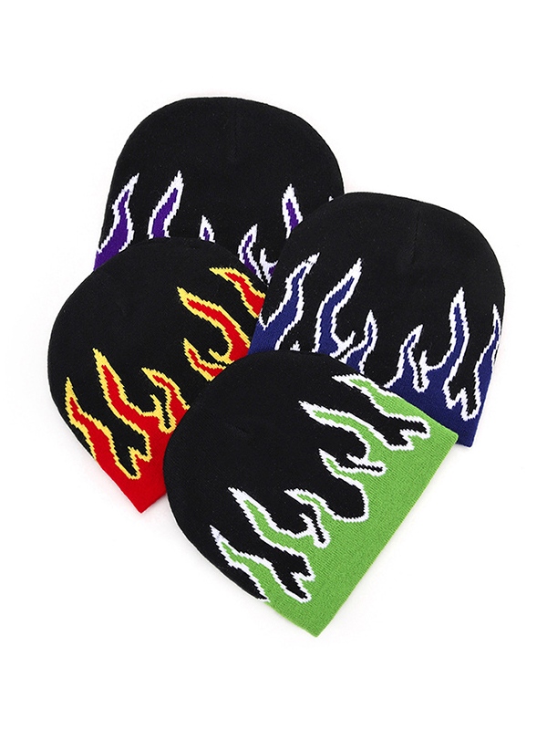 Beanie-Mütze mit Flammenmuster