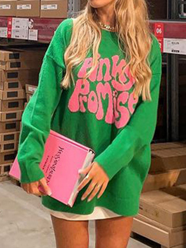 Pullover zum Überziehen mit kontrastierendem Buchstabendruck