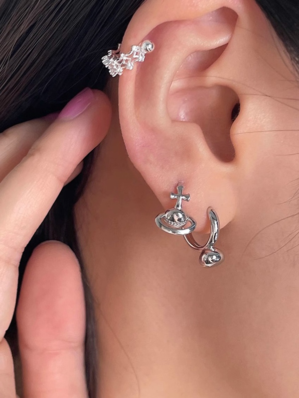 Vintage Kreuz Saturn Styling Creolen