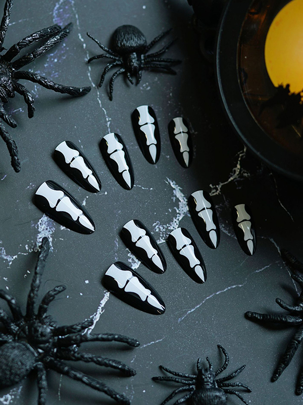 24 Stück Halloween Knuckle Muster Press On Nails