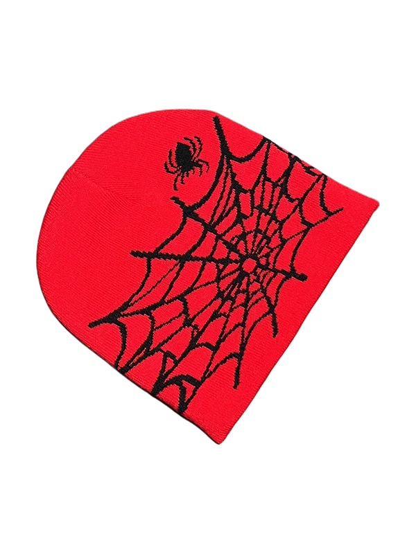 Warme Beanie-Mütze aus Spinnennetz-Jacquard
