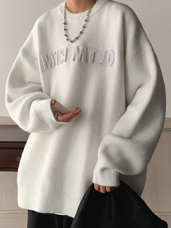 Dreidimensionaler Jacquard-Pullover für Herren mit Buchstaben