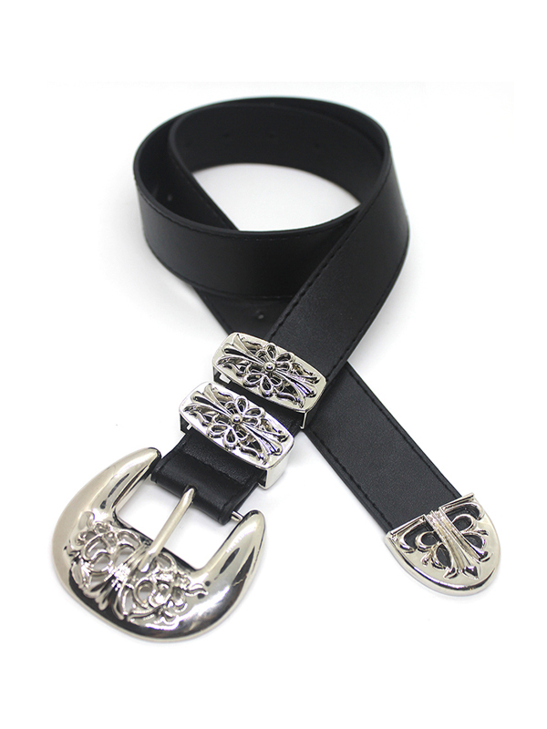 Gürtel mit kreuzförmiger Schnalle und graviertem Ausschnitt