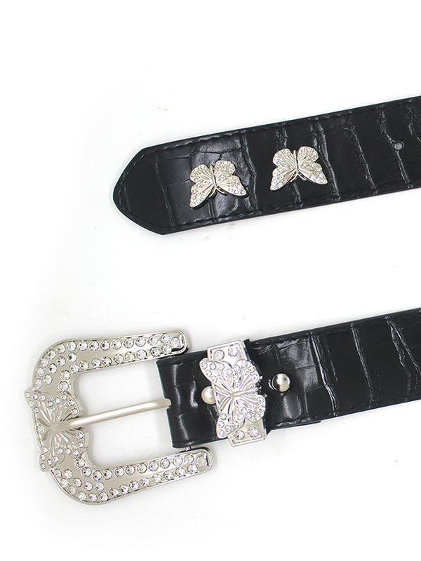 Gürtel mit diamantbesetzter Schmetterlingsschnalle