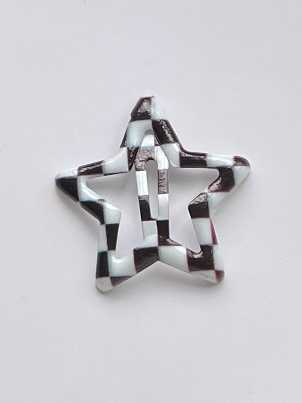 1 Stück sommerliche karierte Stern-Haarspangen