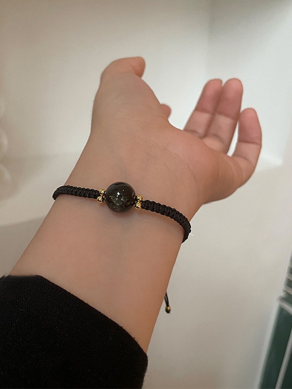 Geflochtenes Obsidian-Spleißarmband im Paar-Stil