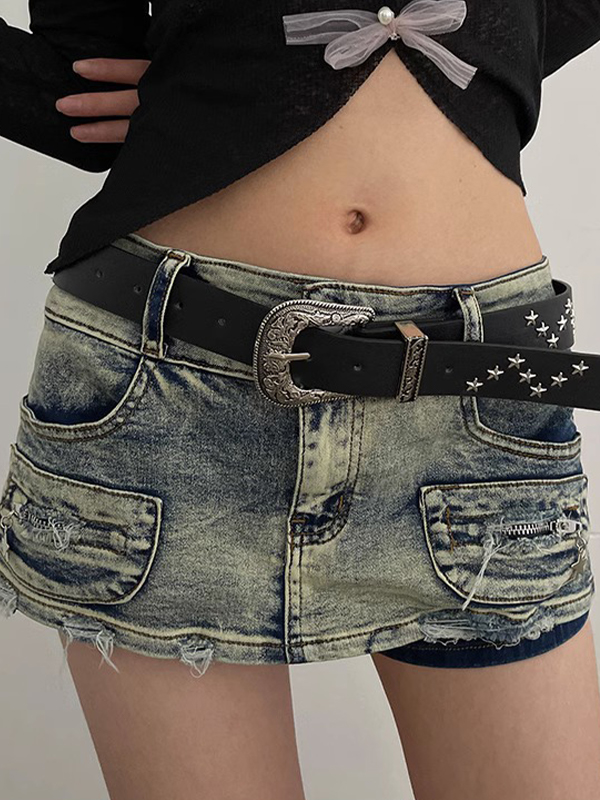 Gürtel mit gravierter Schnalle im Vintage-Stil mit Sterndekor