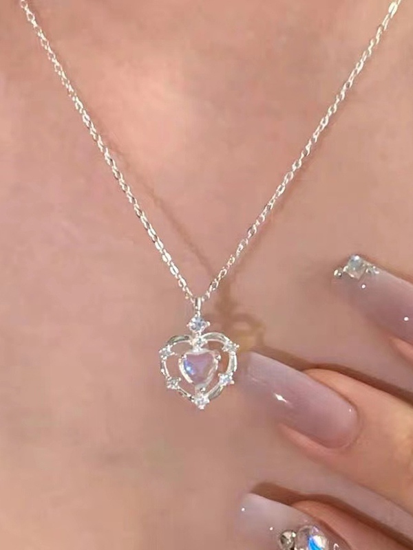 Ombre-Herz-Strass-Halskette