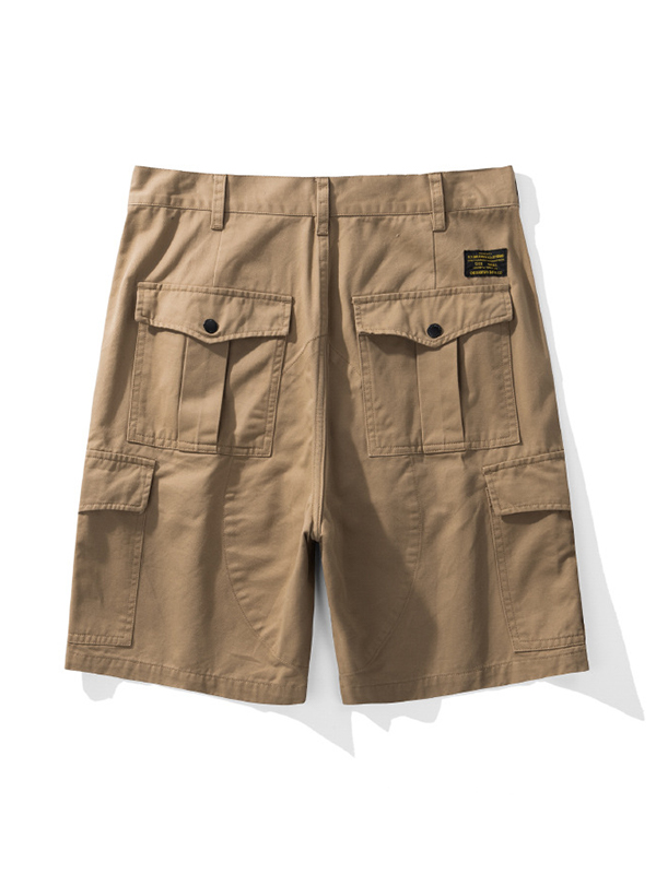 Einfarbige, lockere Cargo-Shorts für Herren mit mehreren Taschen