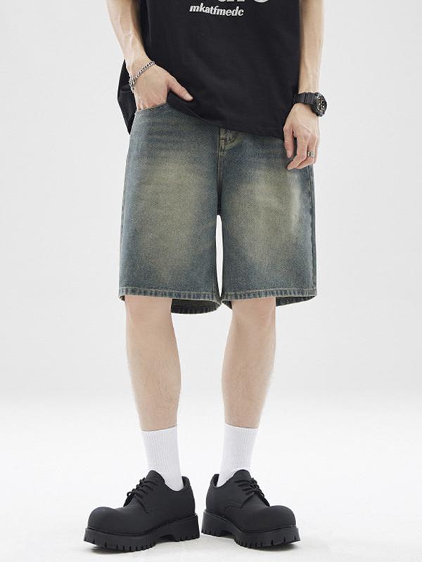 Lockere, lässige Jeansshorts für Herren mit Buchstabendruck